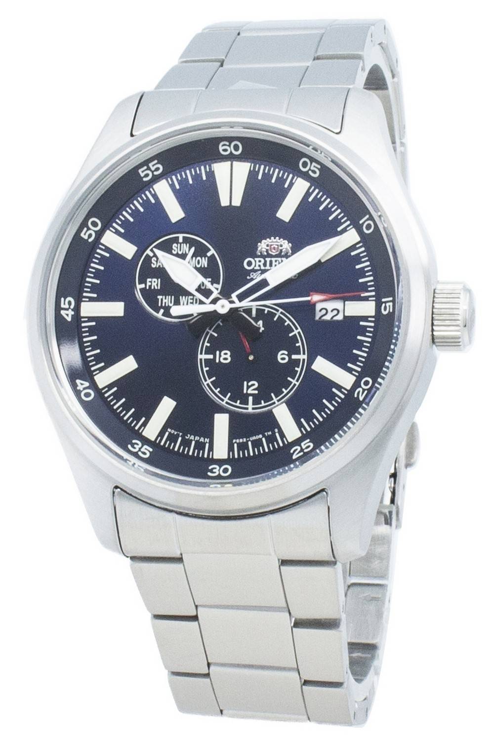 Orient Defender Automatic movement Black Stainless steel Male RA-AK0401L10B. A brand-new Orient Defender watch featuring a Black dial and a Stainless steel strap. Front view.