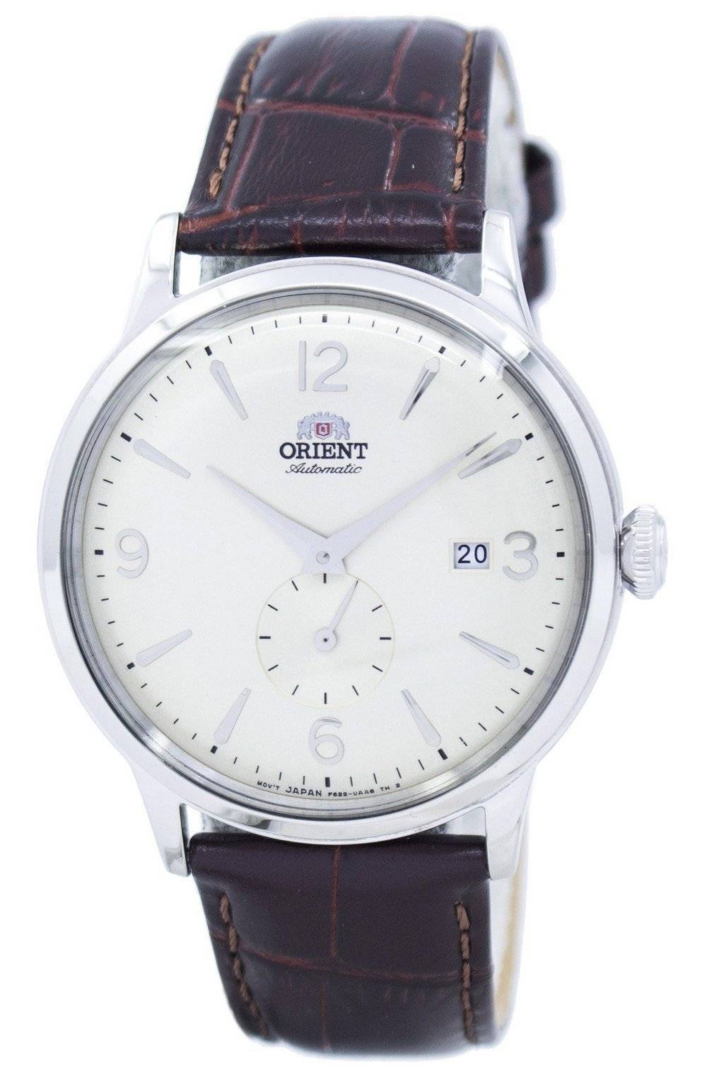 Orient Classic Automatic movement White Leather Male RA-AP0003S10B. A brand-new Orient Classic watch featuring a White dial and a Leather strap. Front view.