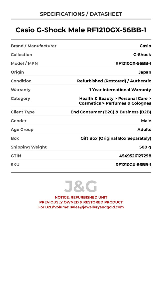 Casio G-Shock Male RF1210GX-56BB-1 - Specifications