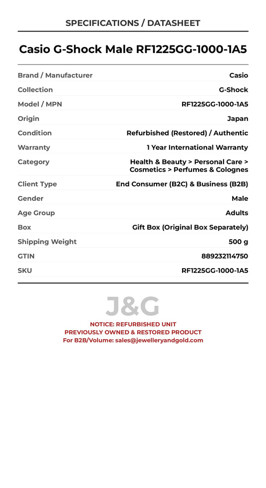 Casio G-Shock Male RF1225GG-1000-1A5 - Specifications