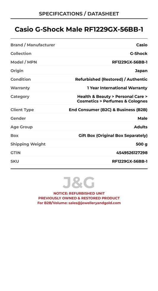 Casio G-Shock Male RF1229GX-56BB-1 - Specifications