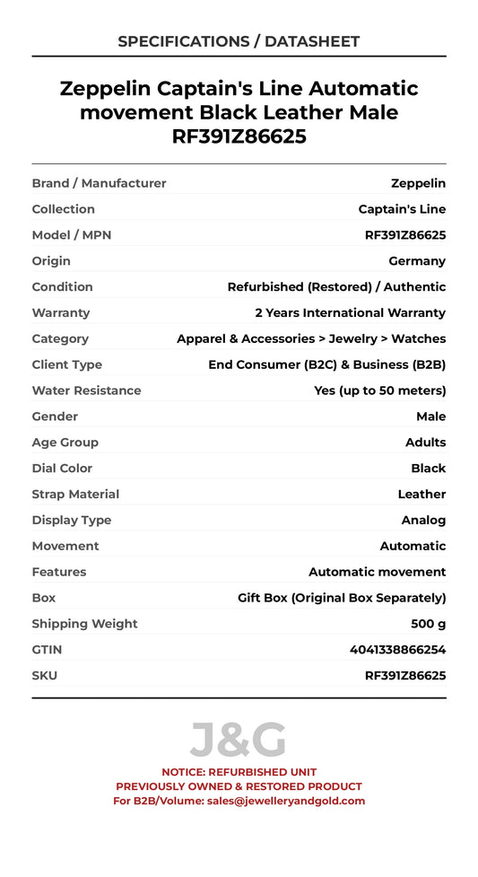 Zeppelin Captain's Line Automatic movement Black Leather Male RF391Z86625 - Specifications