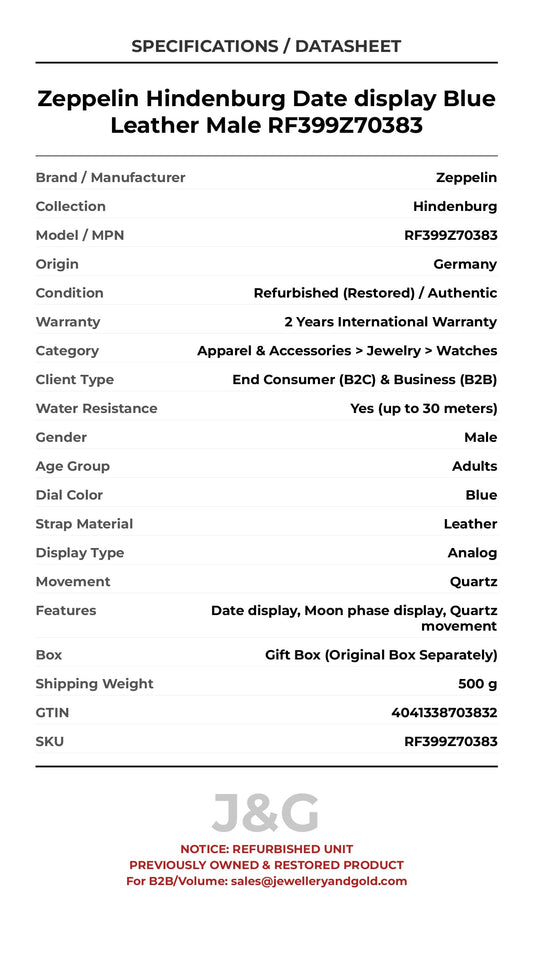 Zeppelin Hindenburg Date display Blue Leather Male RF399Z70383 - Specifications