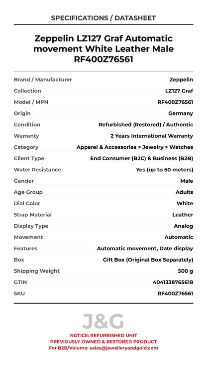 Zeppelin LZ127 Graf Automatic movement White Leather Male RF400Z76561 - Specifications