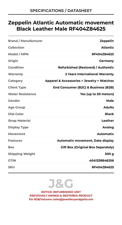 Zeppelin Atlantic Automatic movement Black Leather Male RF404Z84625 - Specifications