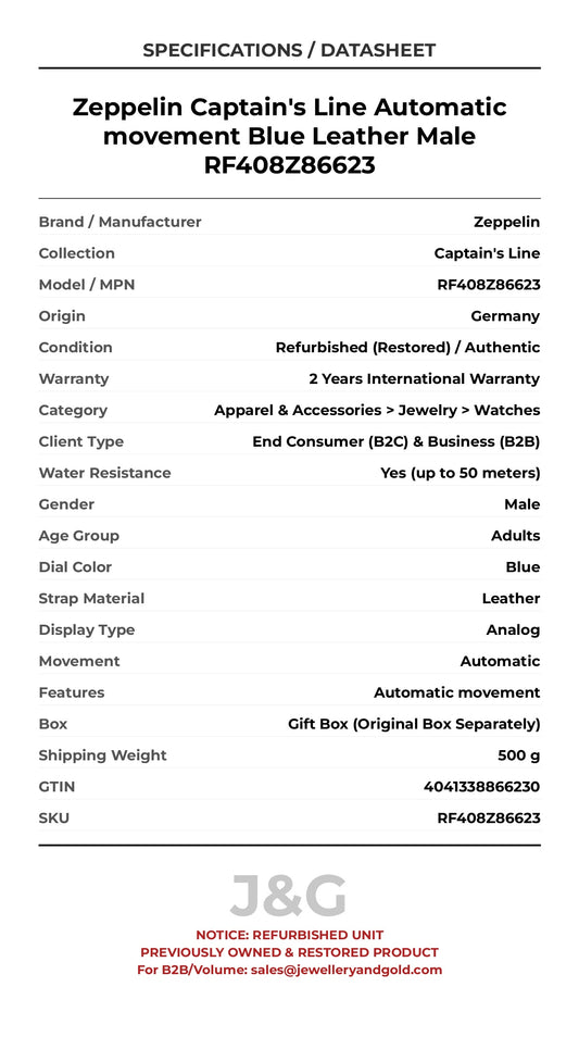 Zeppelin Captain's Line Automatic movement Blue Leather Male RF408Z86623 - Specifications