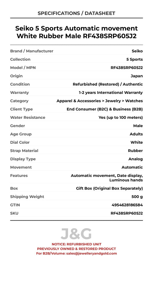 Seiko 5 Sports Automatic movement White Rubber Male RF438SRP605J2 - Specifications