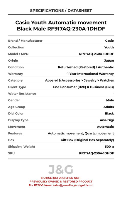 Casio Youth Automatic movement Black Male RF917AQ-230A-1DHDF - Specifications