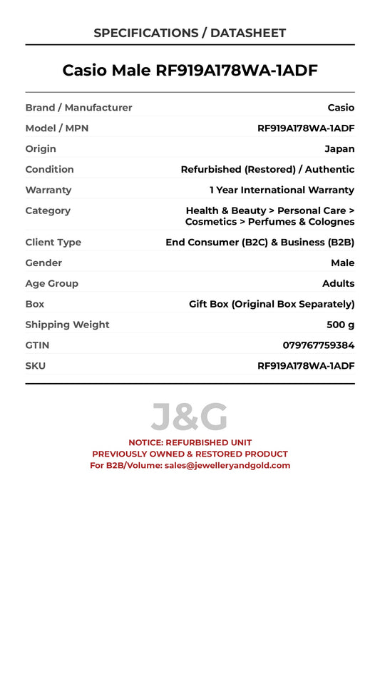 Casio Male RF919A178WA-1ADF - Specifications