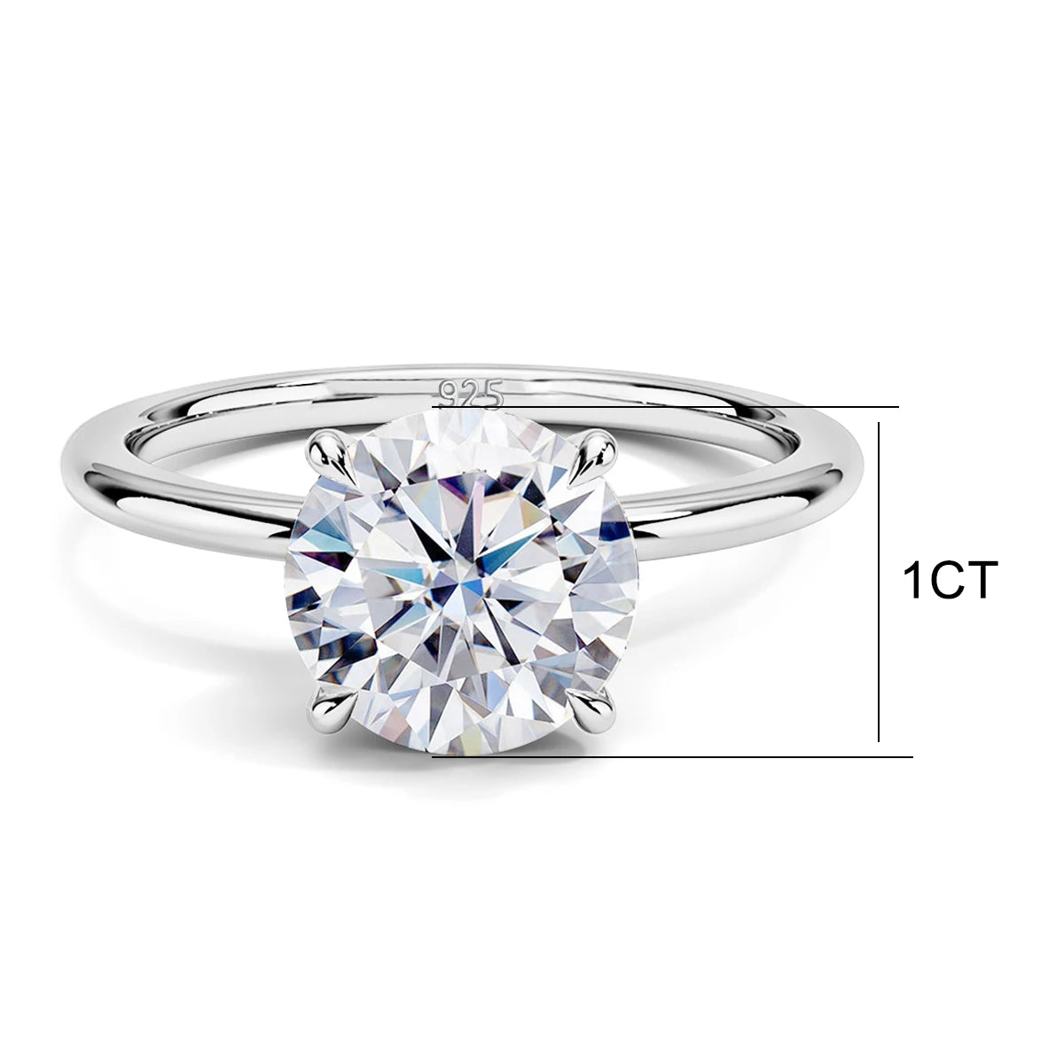 1ct to 5ct Moissanite Engagement Ring for Women – 925 Sterling Silver, D Color VVS1, GRA Certified Luxury Jewelry