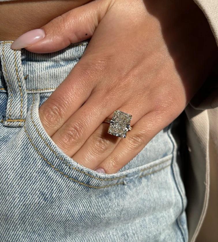 Ring 14K Yellow Gold 1-5ct Radiant Lab Diamond Halo IGI Female's - J&G® JEWELRY STORE