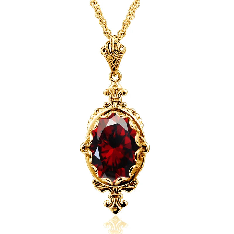 10x14mm Citrine Pendant Necklace – 925 Sterling Silver, Victorian Style Luxury Jewelry