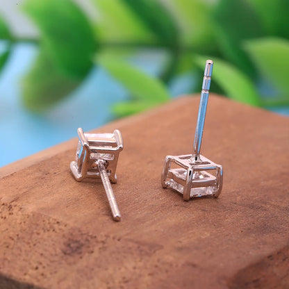 0.8ctw Lab-Grown Diamond Stud Earrings – Princess Cut, DEF VS-VVS, 14K Yellow Gold, GDTC Certified