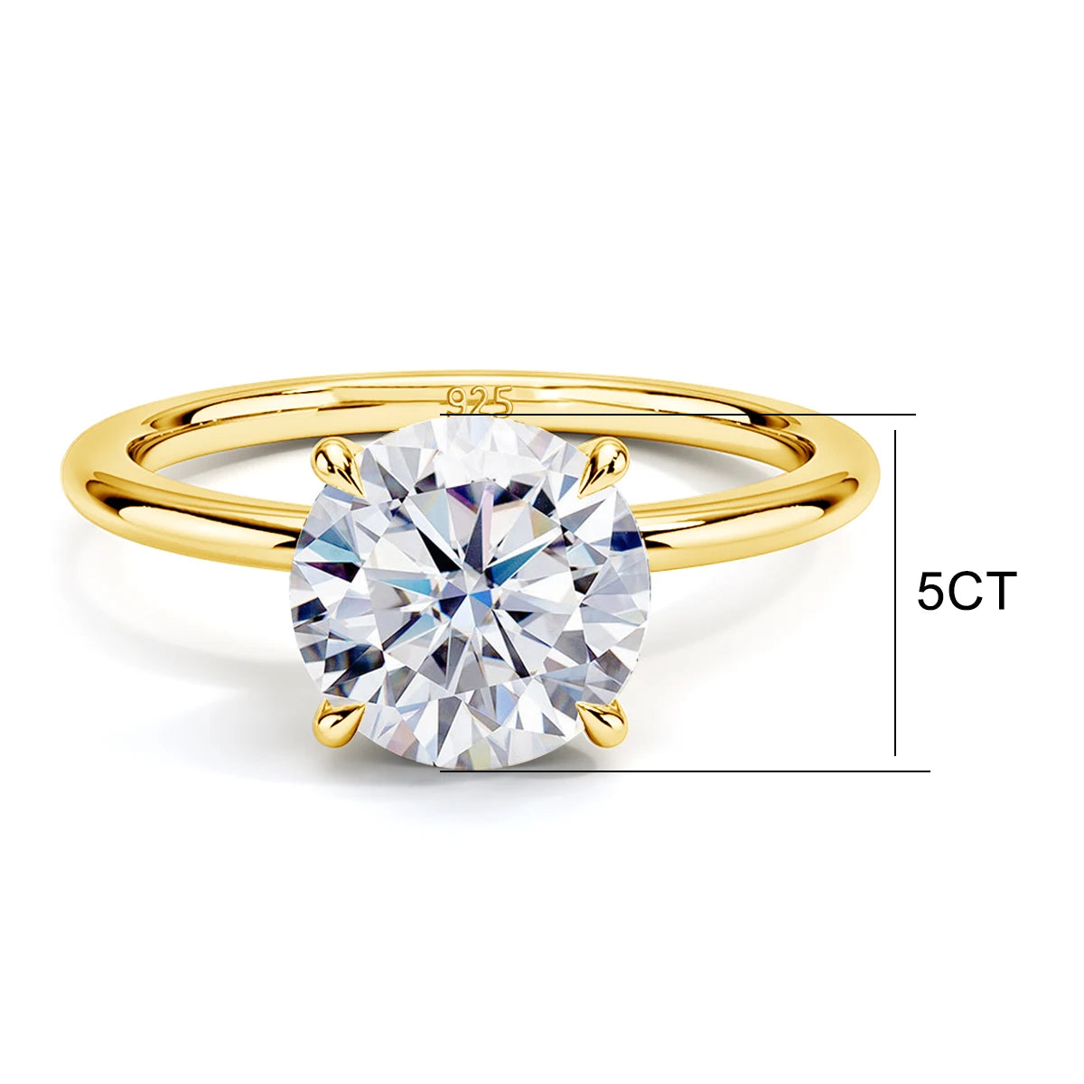 1ct to 5ct Moissanite Engagement Ring for Women – 925 Sterling Silver, D Color VVS1, GRA Certified Luxury Jewelry
