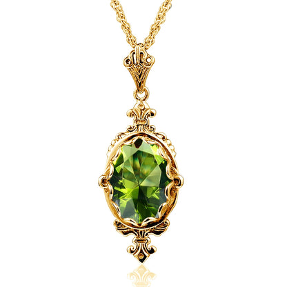 10x14mm Citrine Pendant Necklace – 925 Sterling Silver, Victorian Style Luxury Jewelry