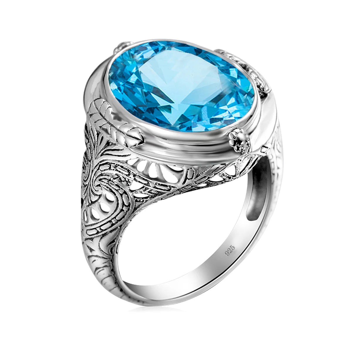 14x18mm Byzantine Garnet Ring – 925 Sterling Silver, Unisex Vintage Jewelry for Parties & Gifting