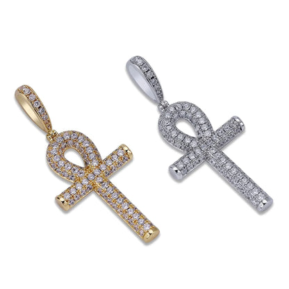 Hip Hop Moissanite Cross Pendant – 925 Sterling Silver, Unisex Christmas Jewelry