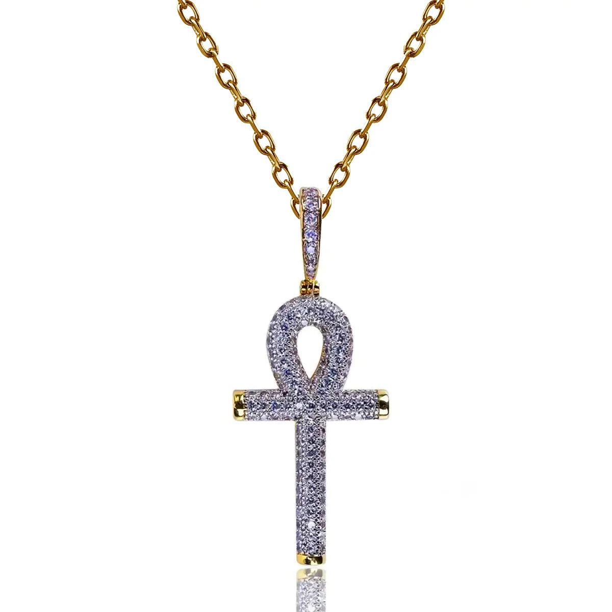 Hip Hop Moissanite Cross Pendant – 925 Sterling Silver, Unisex Christmas Jewelry