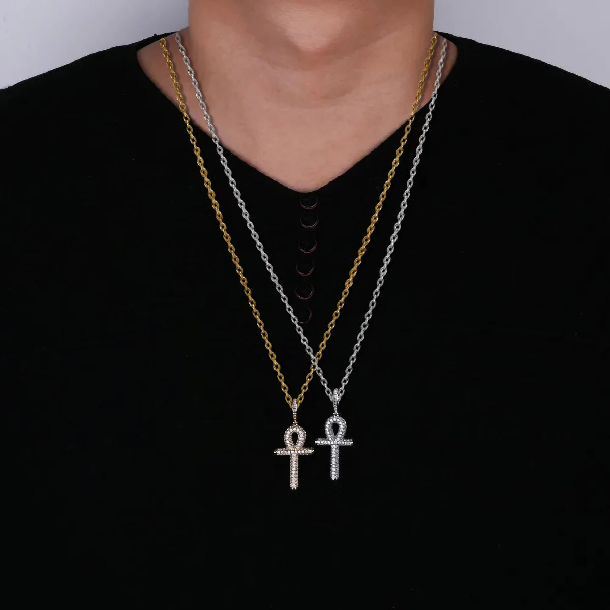 Hip Hop Moissanite Cross Pendant – 925 Sterling Silver, Unisex Christmas Jewelry