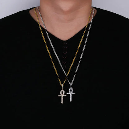 Hip Hop Moissanite Cross Pendant – 925 Sterling Silver, Unisex Christmas Jewelry