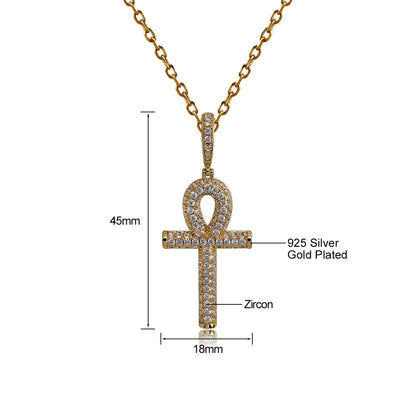 Hip Hop Moissanite Cross Pendant – 925 Sterling Silver, Unisex Christmas Jewelry