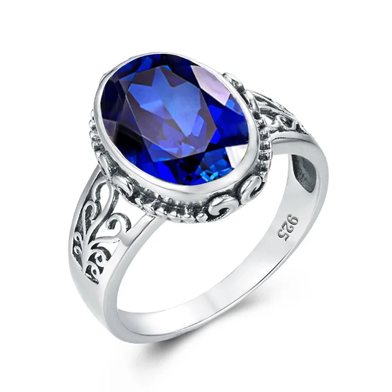 10x14mm Oval Garnet Statement Ring – 14K Gold Plated 925 Silver, Handmade Luxury Jewelry for Birthdays