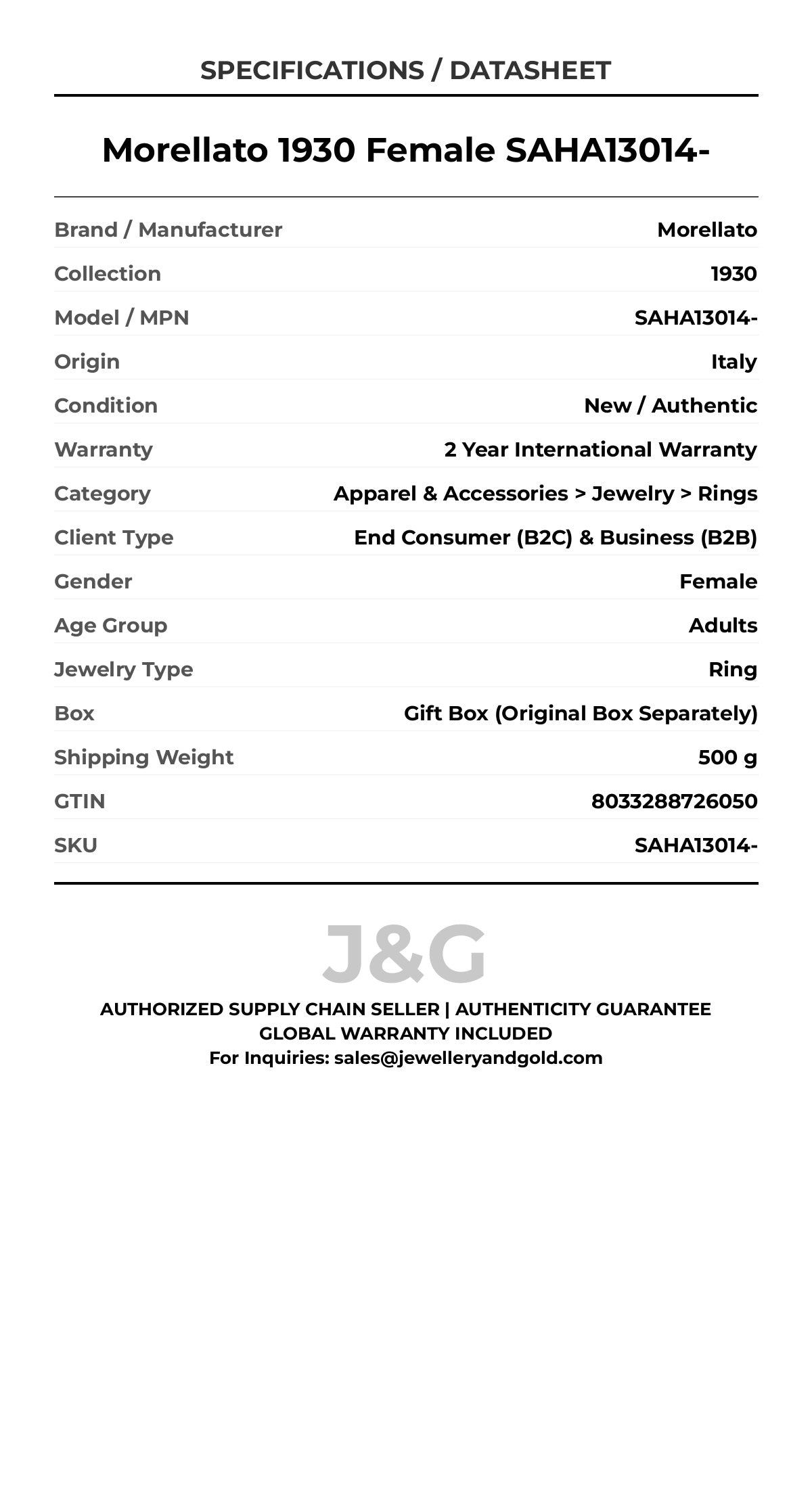 Morellato 1930 Female SAHA13014- - Specifications