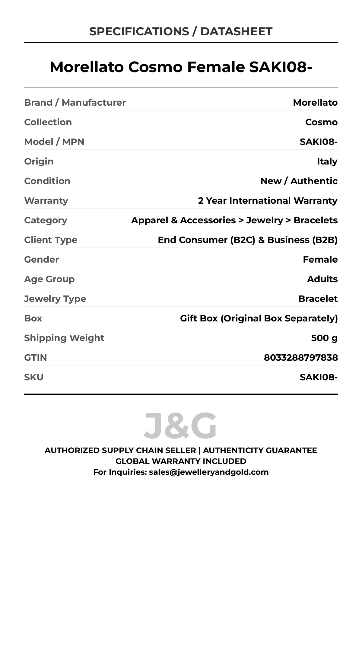 Morellato Cosmo Female SAKI08- - Specifications