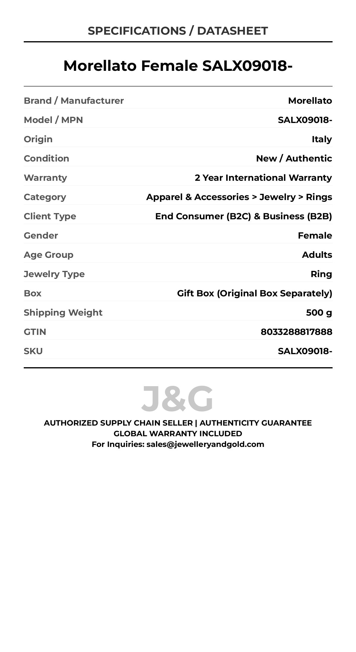 Morellato Female SALX09018- - Specifications