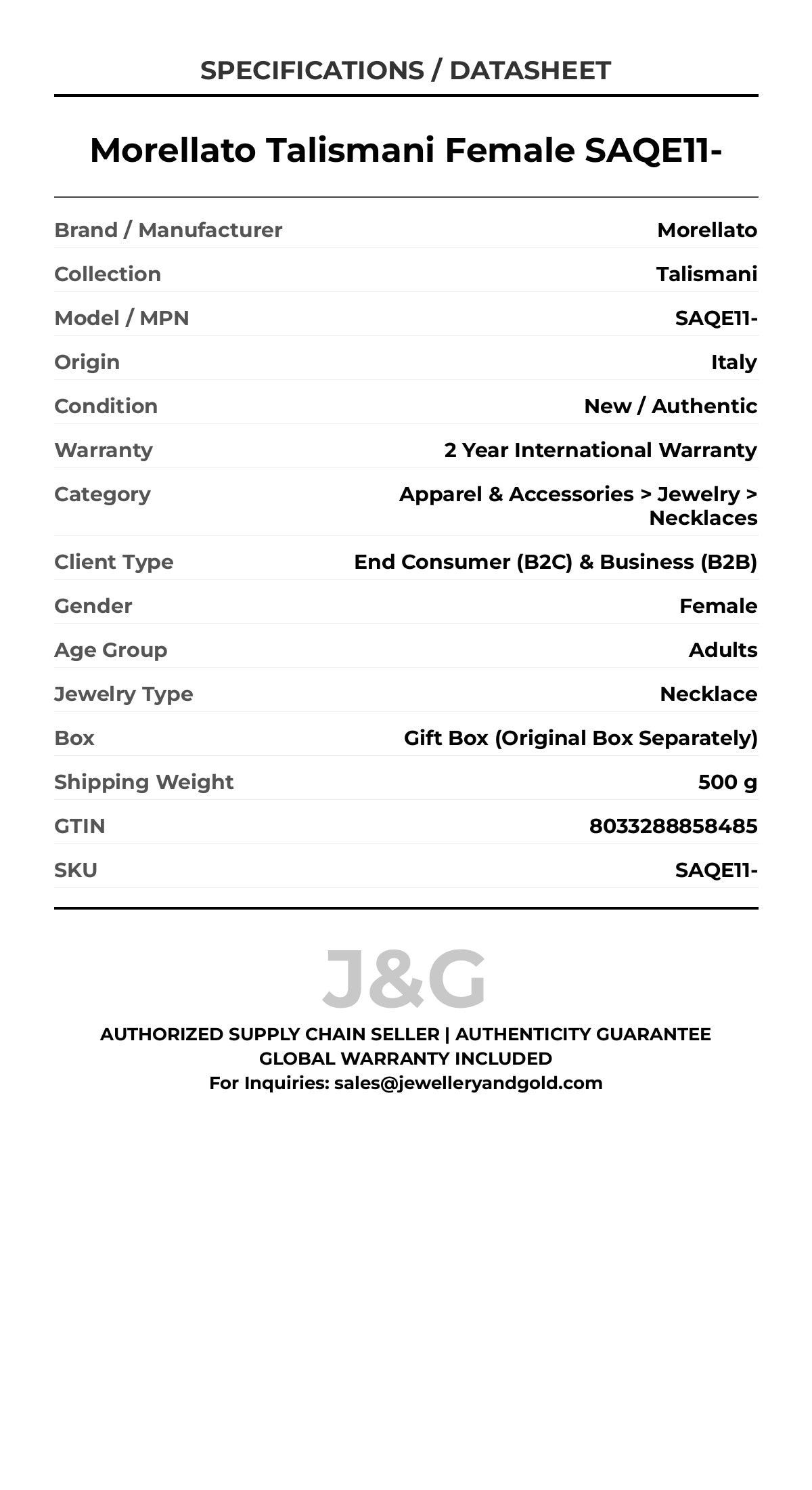 Morellato Talismani Female SAQE11- - Specifications