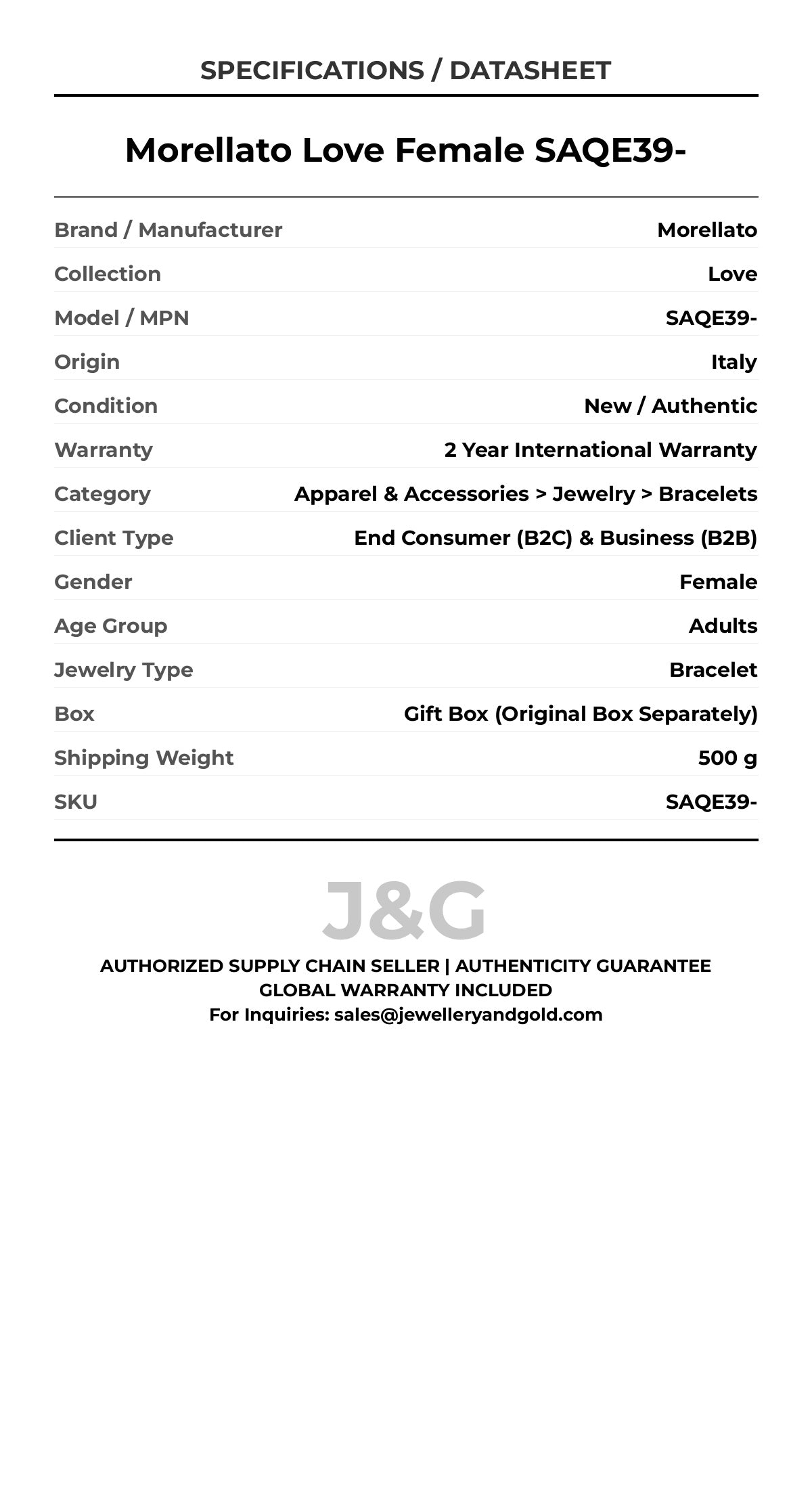 Morellato Love Female SAQE39- - Specifications
