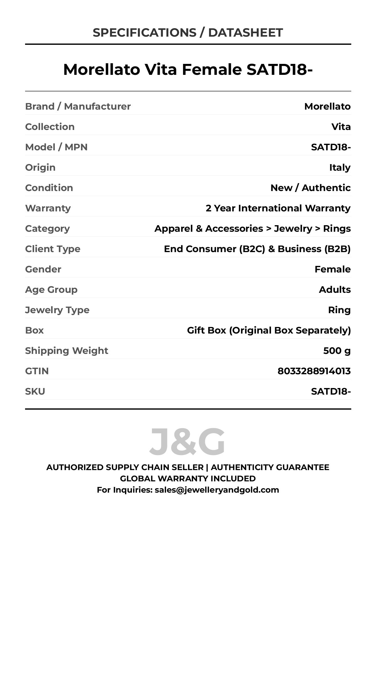 Morellato Vita Female SATD18- - Specifications