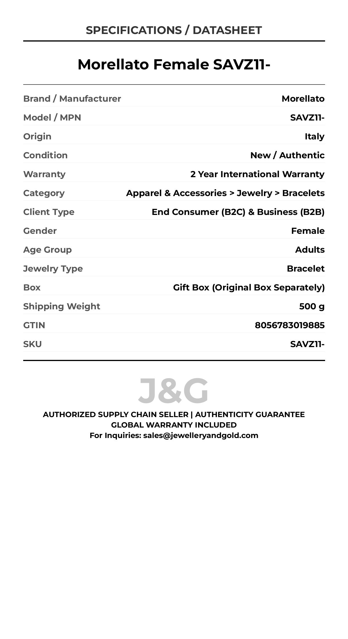 Morellato Female SAVZ11- - Specifications
