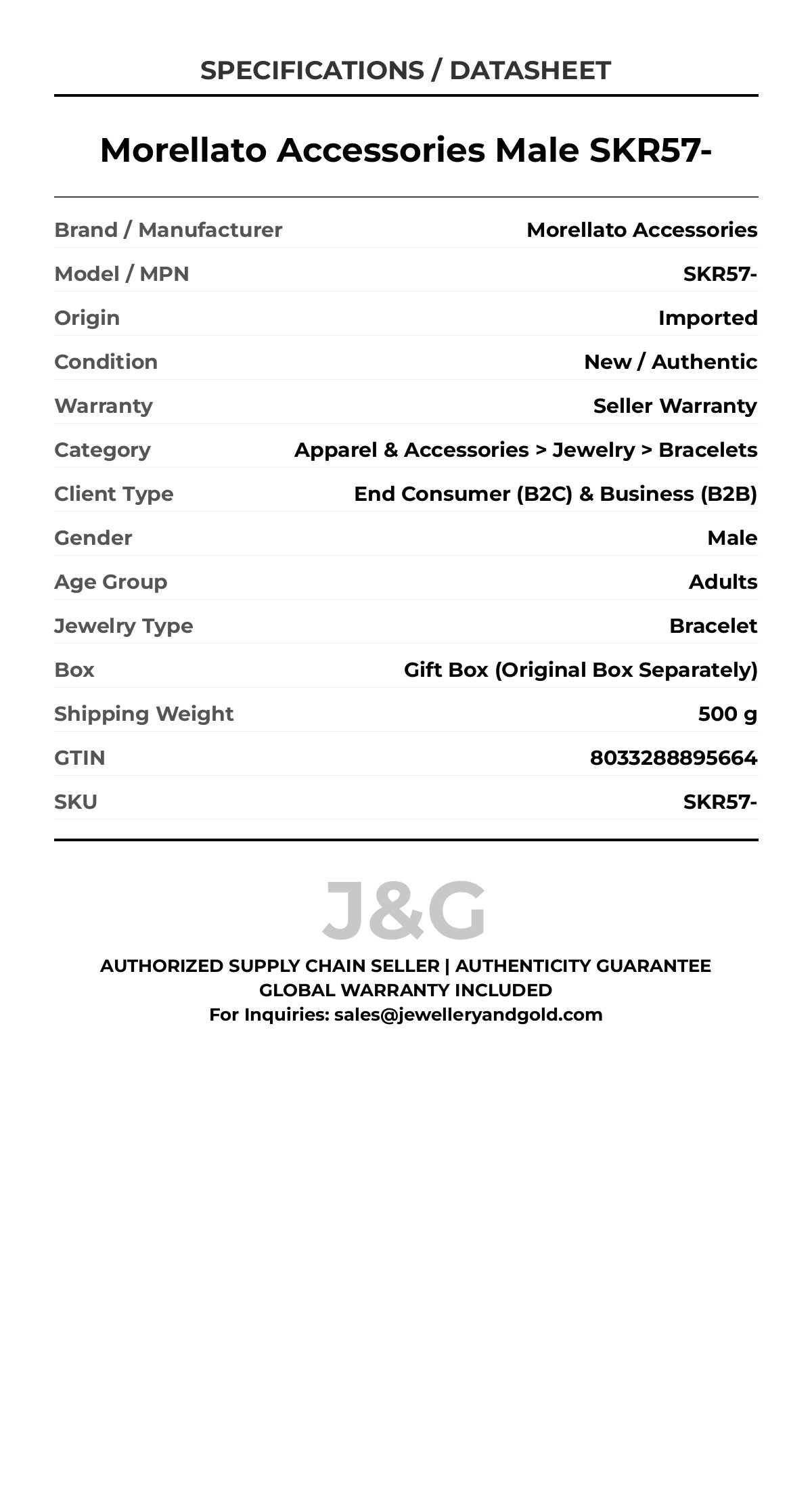 Morellato Accessories Male SKR57- - Specifications