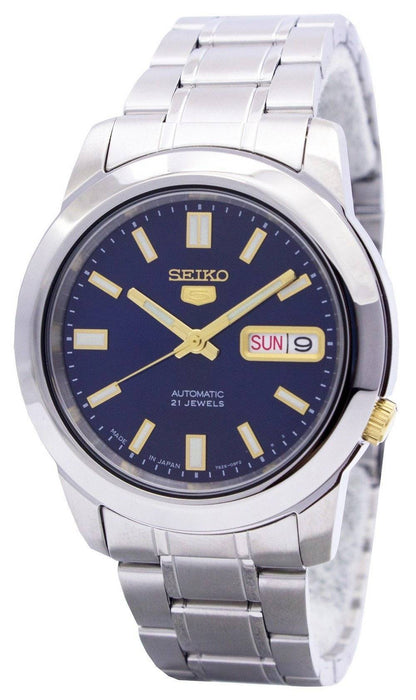 Seiko Automatic movement Black Stainless steel Male SNKK11J1. A brand-new Seiko watch featuring a Black dial and a Stainless steel strap. Angled view.