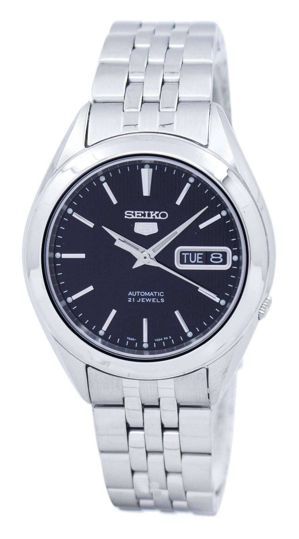 Seiko Automatic movement White Stainless steel Male SNKL23K1. A brand-new Seiko watch featuring a White dial and a Stainless steel strap. Front view.