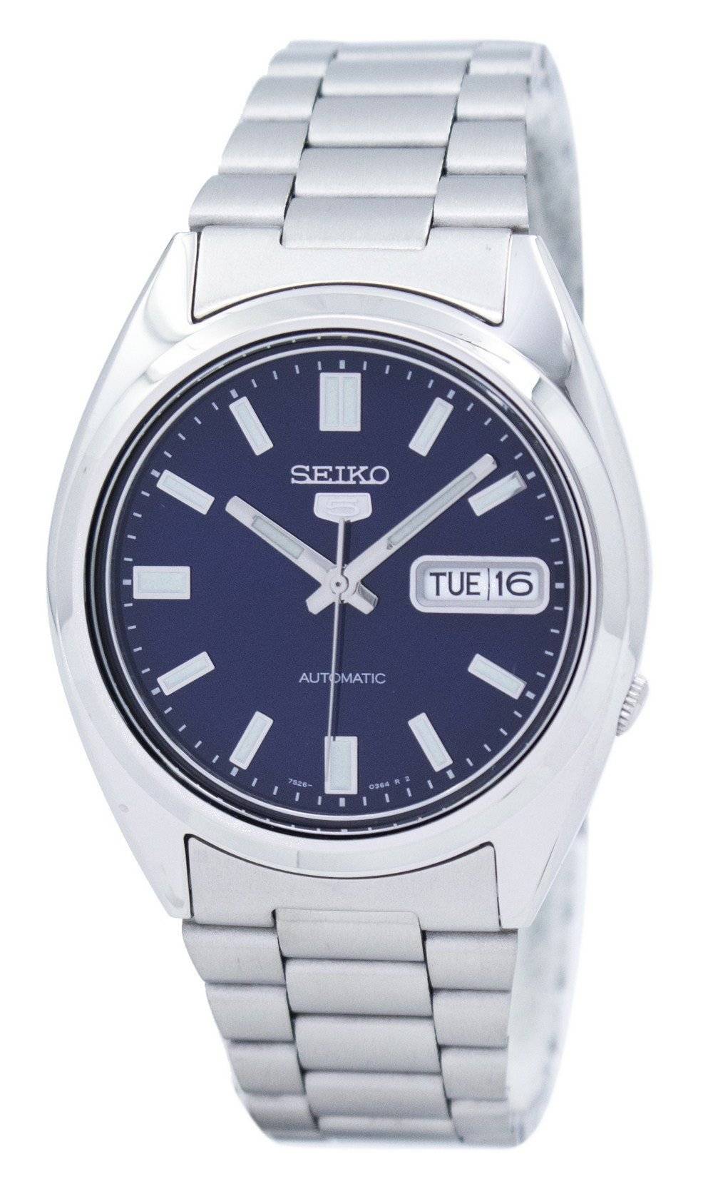 Seiko Automatic movement White Stainless steel Male SNXS77K1. A brand-new Seiko watch featuring a White dial and a Stainless steel strap. Side view.
