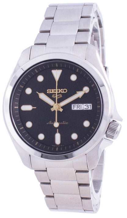 Seiko 5 Sports Automatic movement Black Stainless steel Male SRPE57K1. A brand-new Seiko 5 Sports watch featuring a Black dial and a Stainless steel strap. Side view.