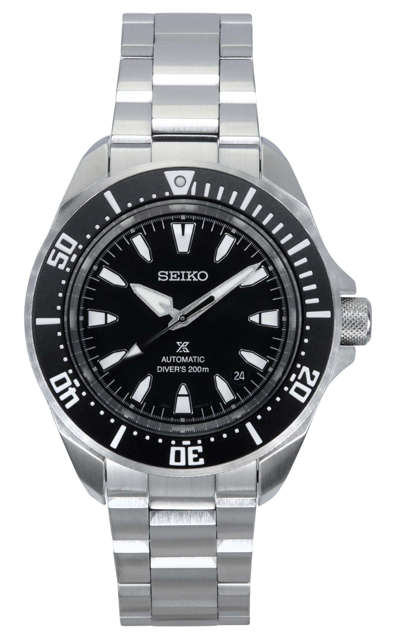 Seiko Prospex Automatic movement Black Stainless steel Male SRPL13K1. A brand-new Seiko Prospex watch featuring a Black dial and a Stainless steel strap. Front view.