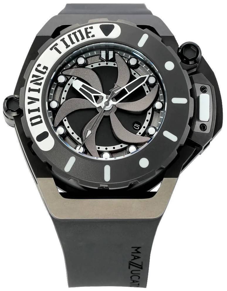 Mazzucato RIM Scuba Automatic movement Blue Stainless steel Male SUB02-BKCG9.-.MW. A brand-new Mazzucato RIM watch featuring a Blue dial and a Stainless steel strap. Side view.