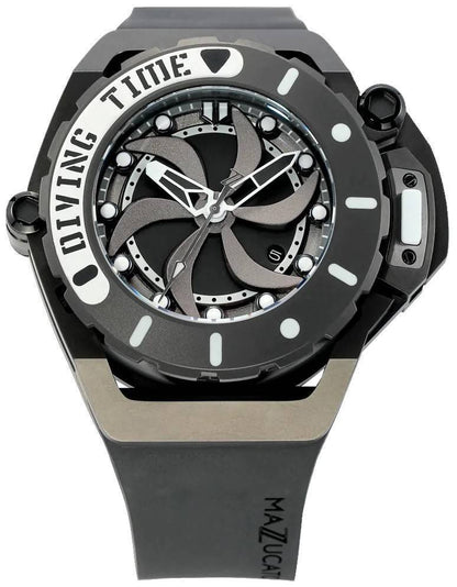 Mazzucato RIM Scuba Automatic movement Blue Stainless steel Male SUB02-BKCG9.-.MW. A brand-new Mazzucato RIM watch featuring a Blue dial and a Stainless steel strap. Side view.