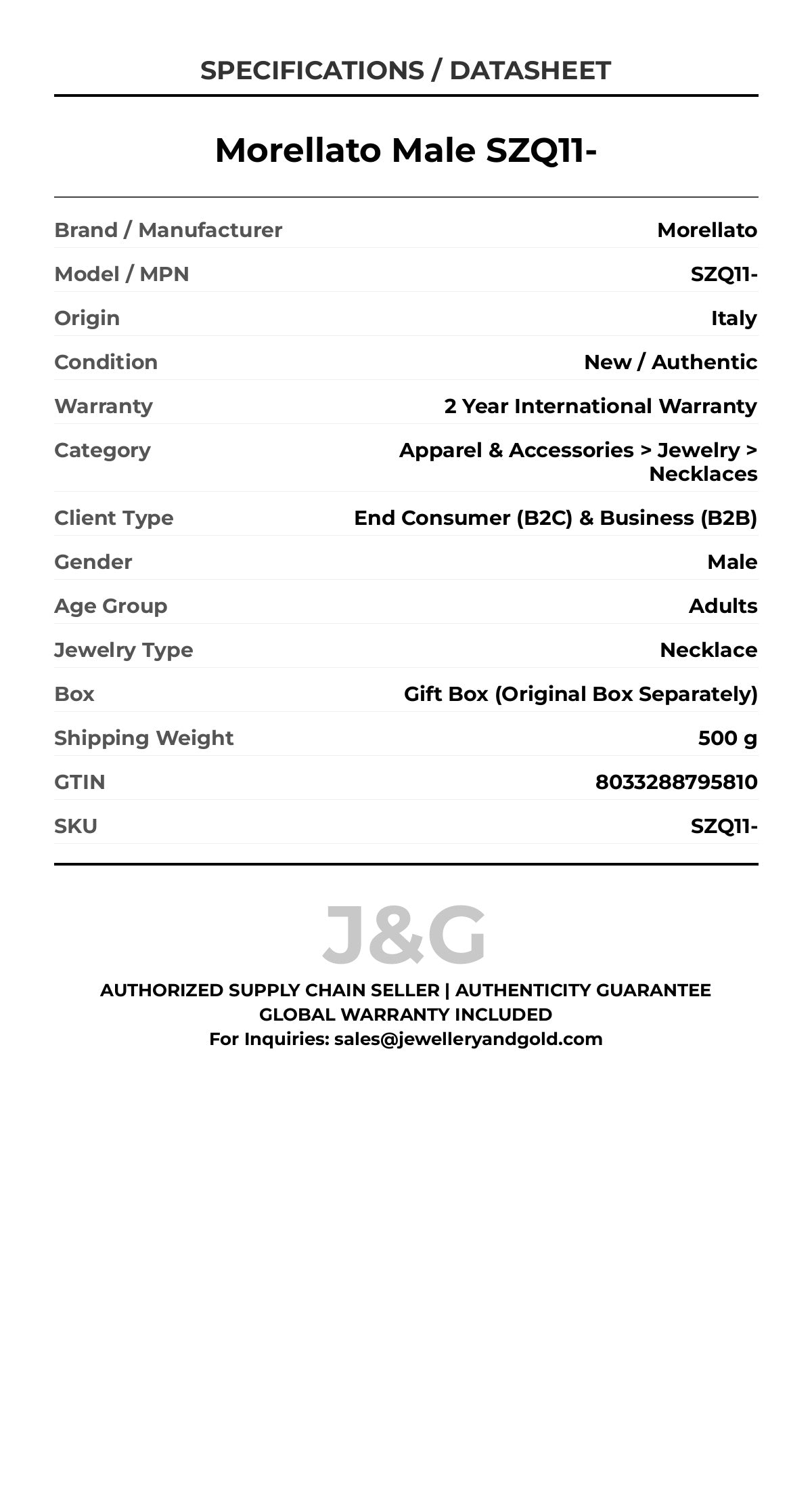 Morellato Male SZQ11- - Specifications