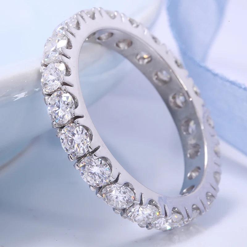 Ring 14K White Gold DEF VVS Round Lab Diamond Full Eternity Female's - J&G® JEWELRY STORE