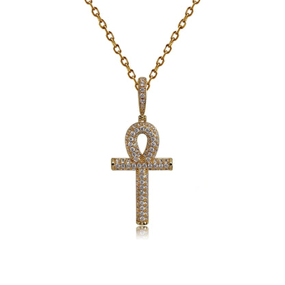 Hip Hop Moissanite Cross Pendant – 925 Sterling Silver, Unisex Christmas Jewelry