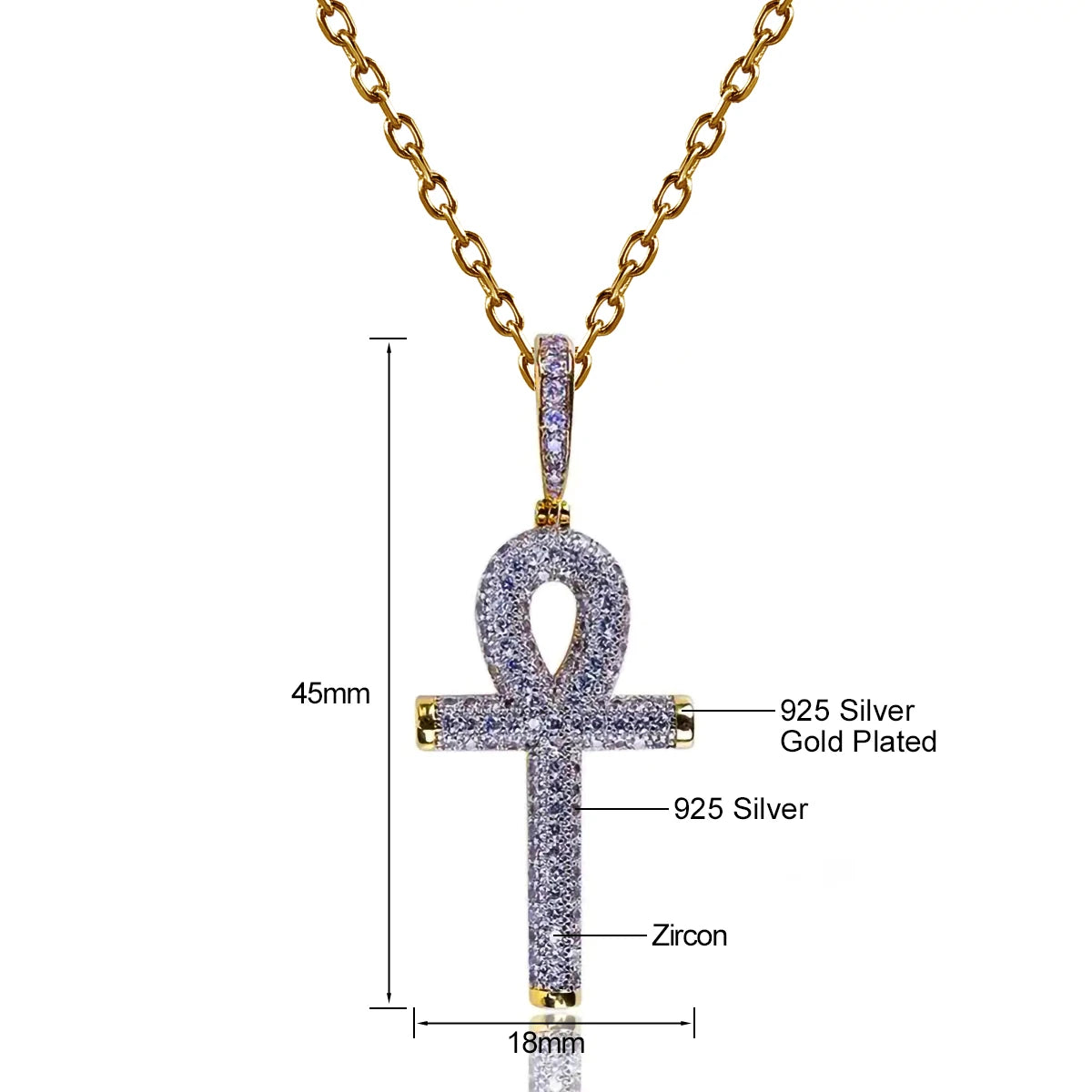 Hip Hop Moissanite Cross Pendant – 925 Sterling Silver, Unisex Christmas Jewelry