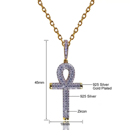 Hip Hop Moissanite Cross Pendant – 925 Sterling Silver, Unisex Christmas Jewelry