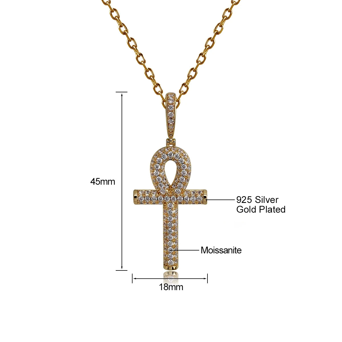 Hip Hop Moissanite Cross Pendant – 925 Sterling Silver, Unisex Christmas Jewelry