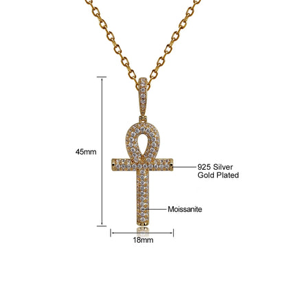 Hip Hop Moissanite Cross Pendant – 925 Sterling Silver, Unisex Christmas Jewelry