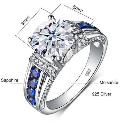 2 Carat Moissanite Diamond Ring for Women – 925 Sterling Silver, D Color VVS1, GRA Certified Wedding Jewelry, Passes Diamond Test
