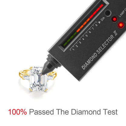 Emerald Cut Moissanite Ring for Women – 925 Sterling Silver, D Color VVS1, GRA Certified Wedding Jewelry, Waterproof